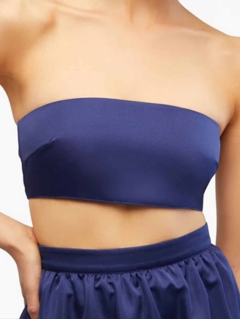 WeWoreWhat Duchess Satin Bandeau Top Navy Size 16 - Picture 3 of 11